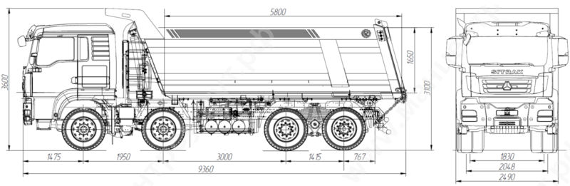Габаритный чертеж SITRAK C7H 8×4 ZZ3316V306ME